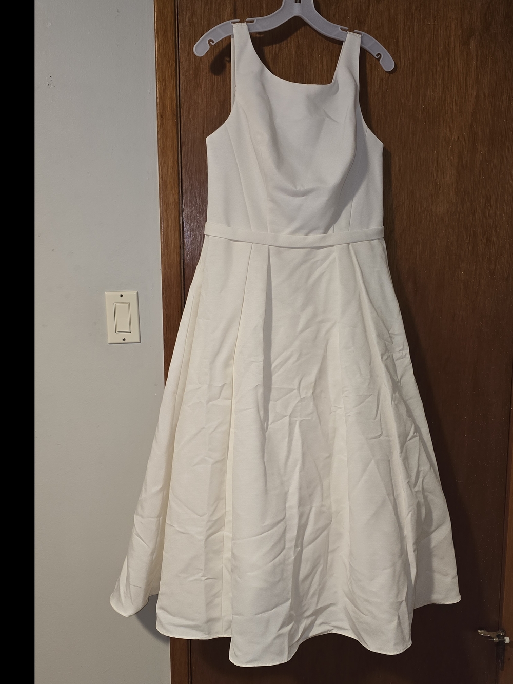 David's Bridal Size 12 Spaghetti Strap Ivory Wedding Dress